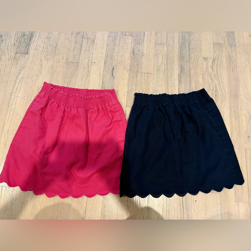 J. Crew Pink and Navy Blue Mini Skirt Set- pink and navy